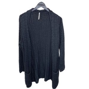 Leo & Nicole gray ribbed long cardigan sweater